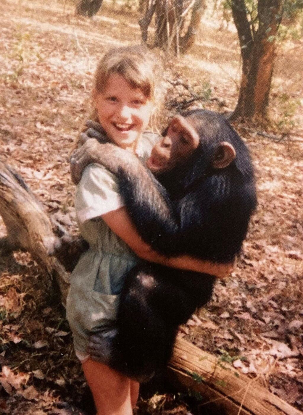 Joan with chimp, 1988